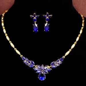 Royal Blue Crystal Necklace set